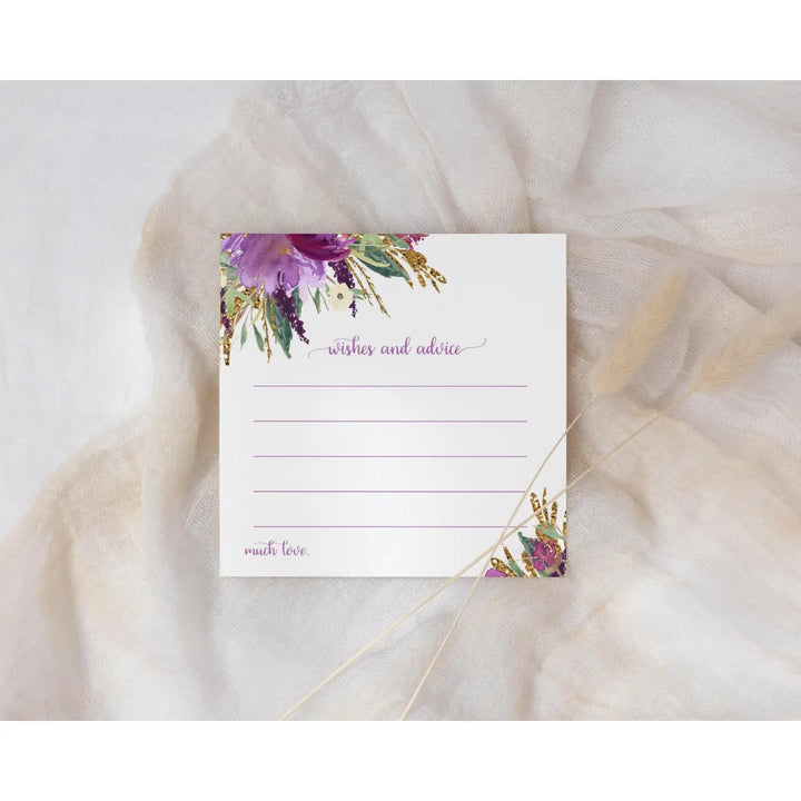 Modern Lilac & Gold Advice Cards - Paper Clever Party