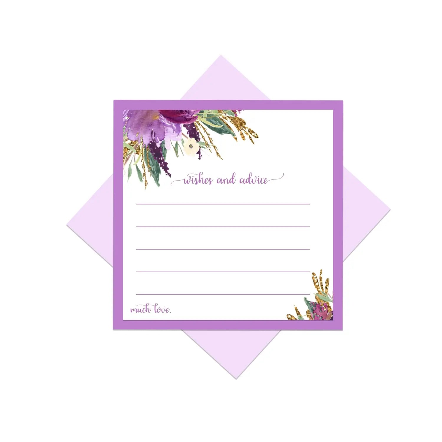 Modern lilac & gold advice cards - office product