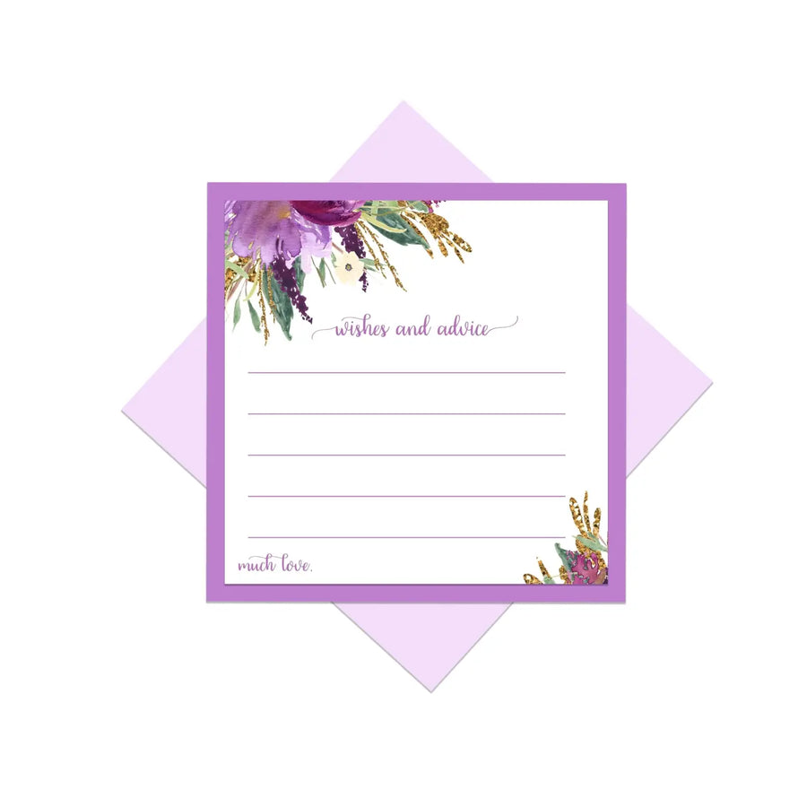 Modern Lilac & Gold Advice Cards - Paper Clever Party