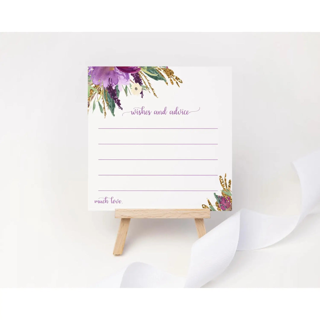 Modern Lilac & Gold Advice Cards - Paper Clever Party