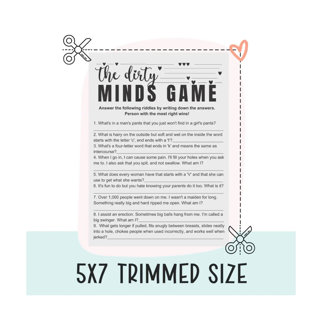 Modern Slate Dirty Minds Trivia - Hilarious Adult Party Game - Printable PDF - Paper Clever Party