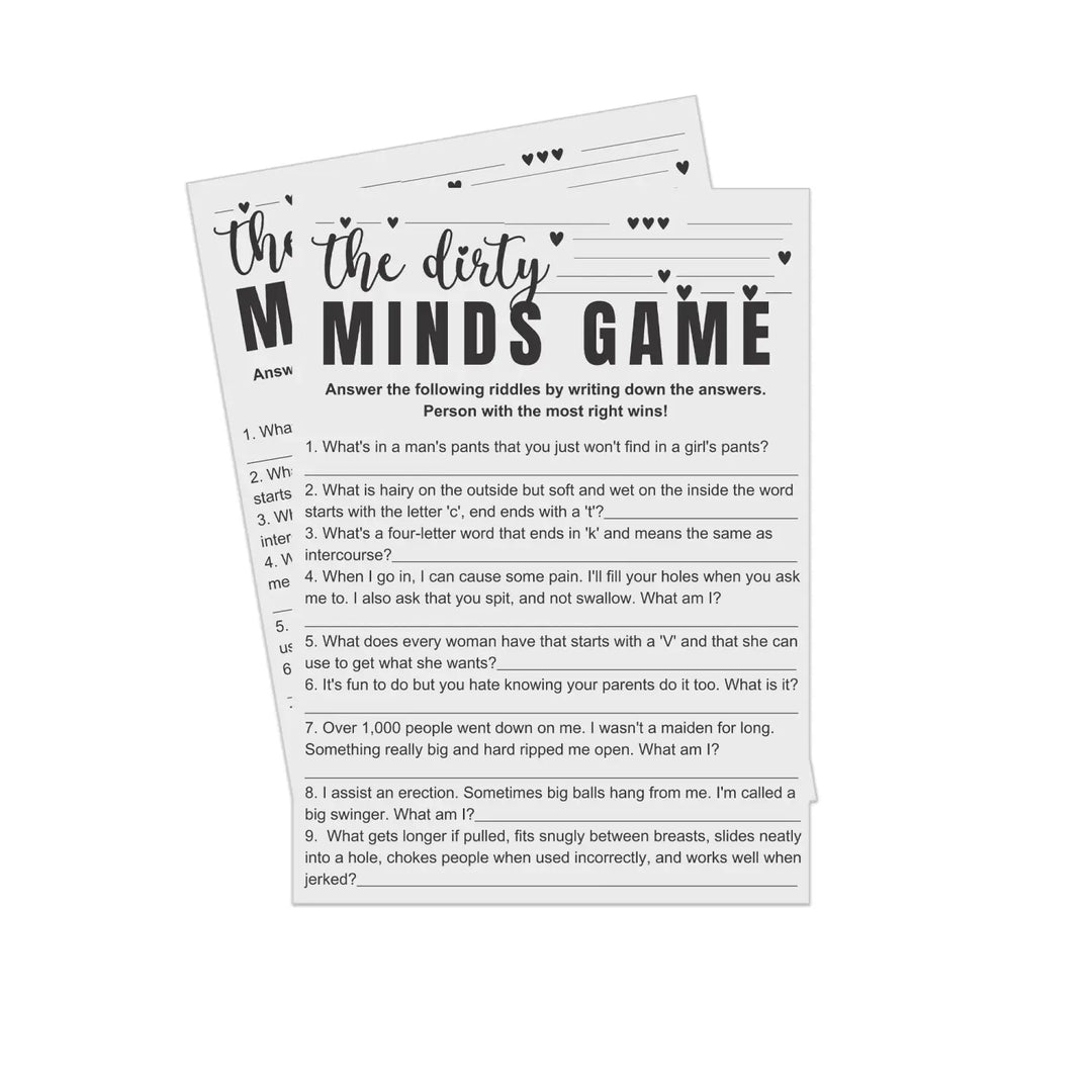 Modern Slate Dirty Minds Trivia - Hilarious Adult Party Game - Printable PDF - Paper Clever Party