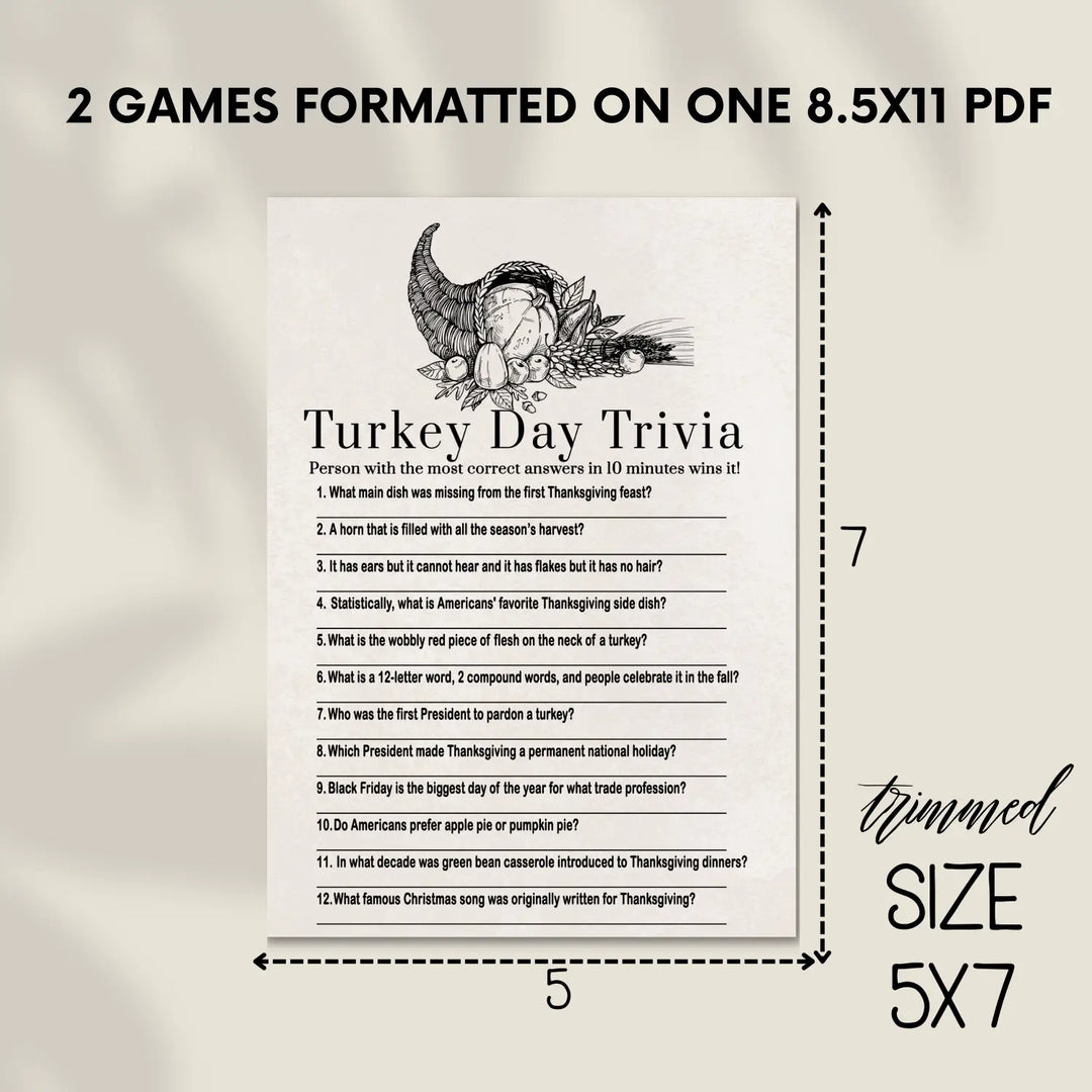 Modern thanksgiving game set printable word scramble trivia grandpa jokes instant download holiday activity pack diy