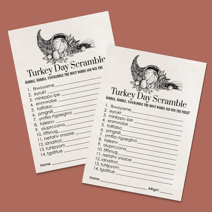 Modern thanksgiving word scramble printable – digital download with blessed design answer key 5x7 letter size instant