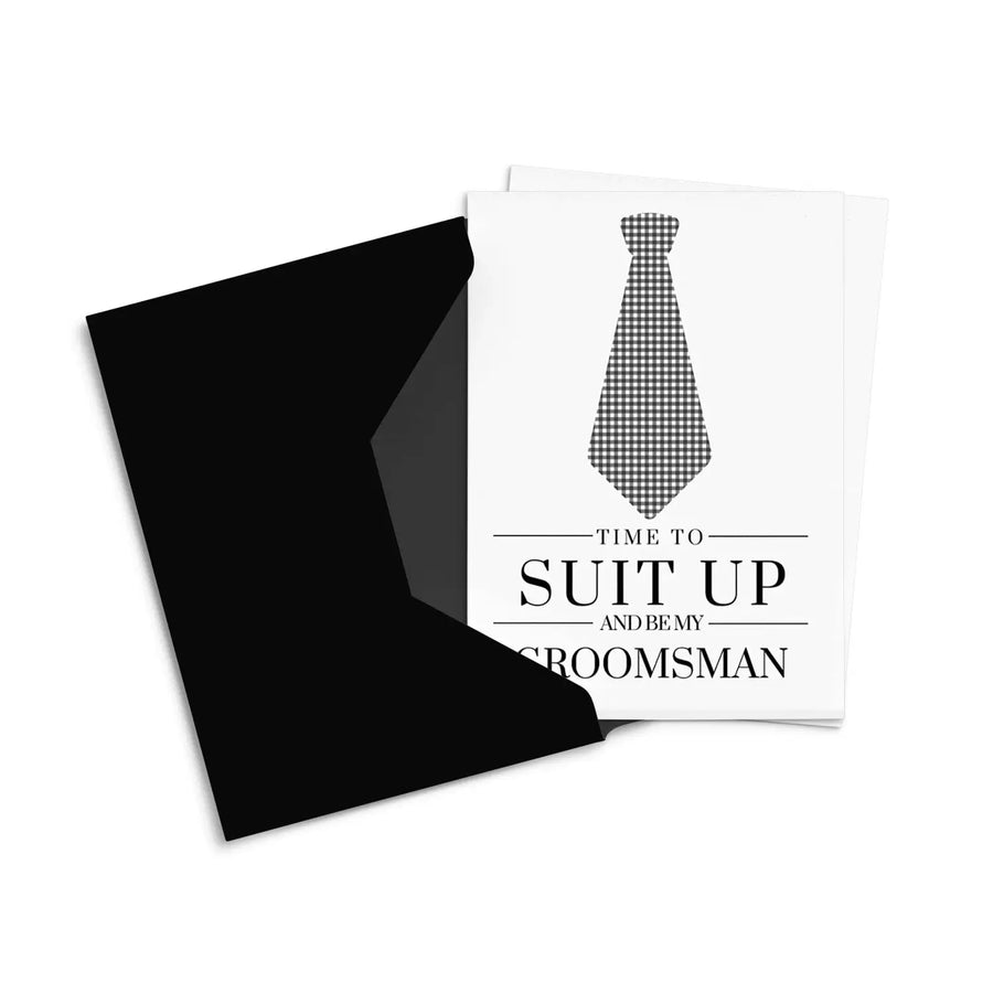 Modern Tie Groomsmen Wedding Invitations - 12-Pack with Black Envelopes - Paper Clever Party