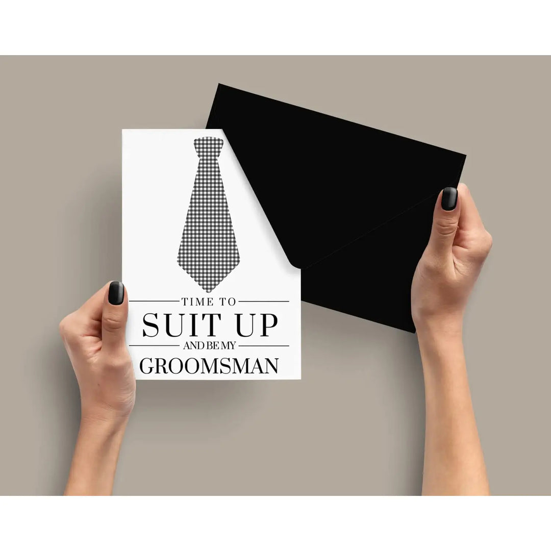 Modern Tie Groomsmen Wedding Invitations - 12-Pack with Black Envelopes - Paper Clever Party