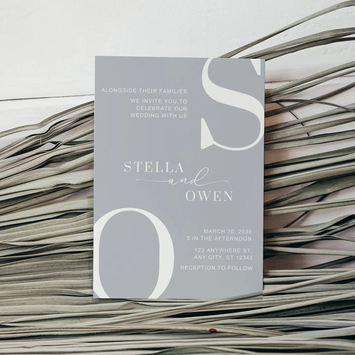Modern wedding invitations: personalized initials minimalist design 5x7 celestial skies collection - invitations