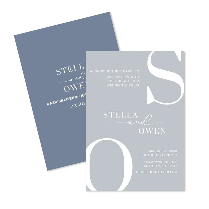 Modern wedding invitations: personalized initials minimalist design 5x7 celestial skies collection - invitations