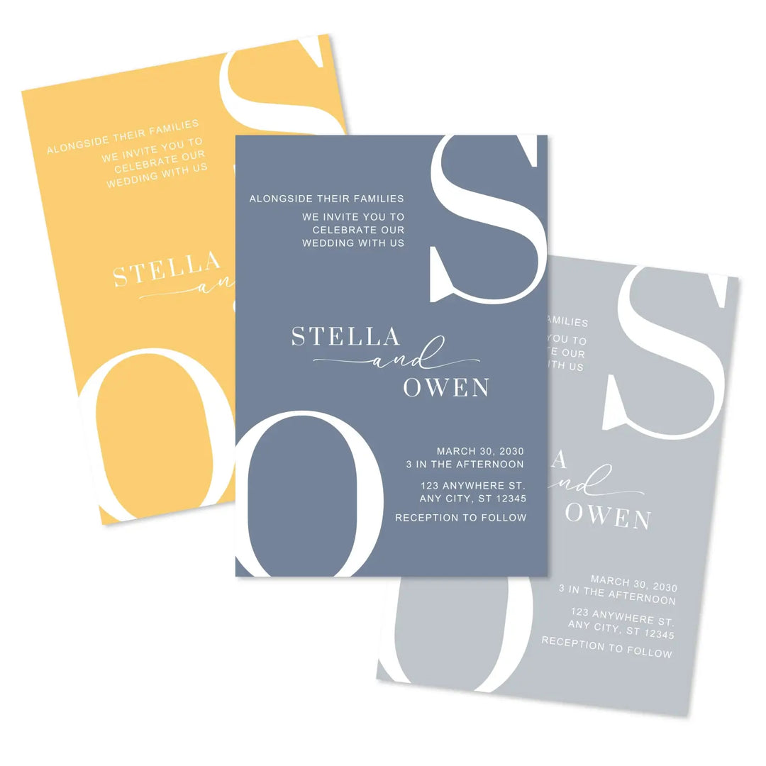Modern wedding invitations: personalized initials minimalist design 5x7 celestial skies collection - invitations
