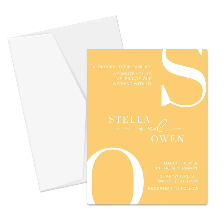 Modern wedding invitations: personalized initials minimalist design 5x7 celestial skies collection - invitations