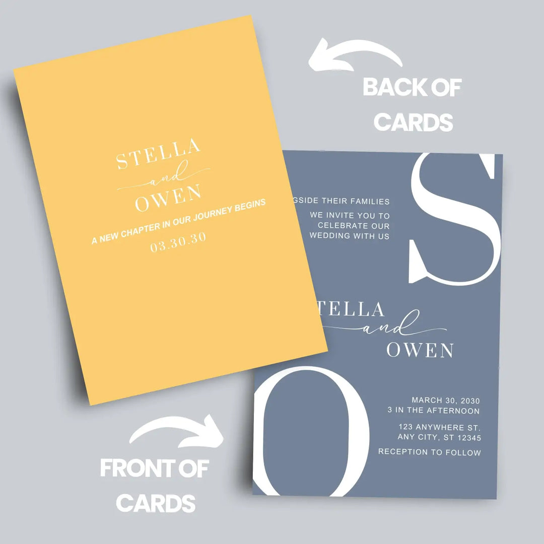 Modern wedding invitations: personalized initials minimalist design 5x7 celestial skies collection - invitations