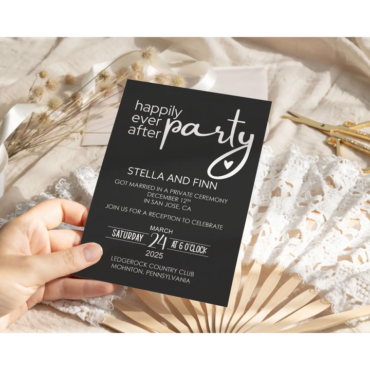 Modern Wedding Reception Invitations Personalized Black and White - Paper Clever Party