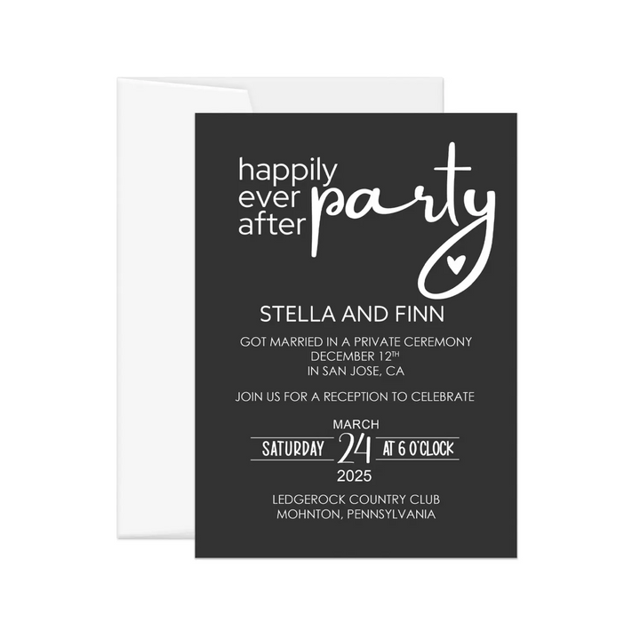 Modern Wedding Reception Invitations Personalized Black and White - Paper Clever Party