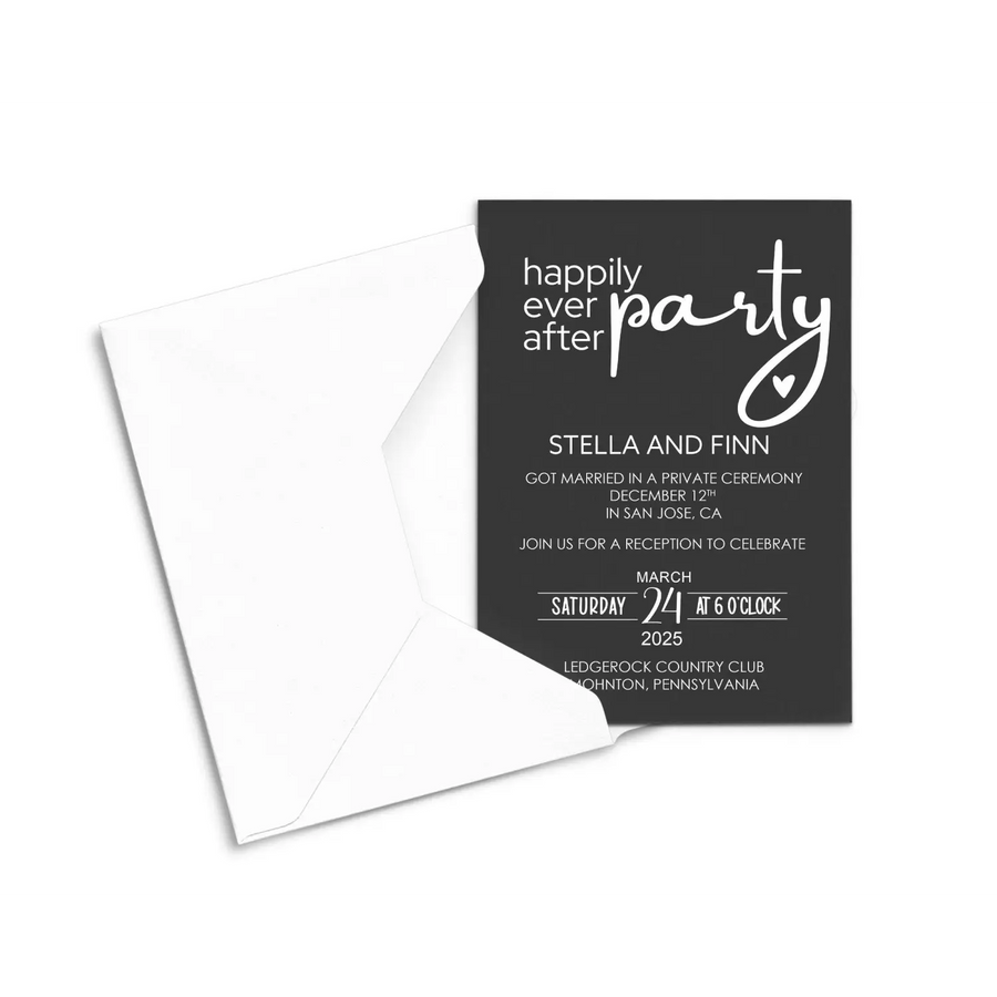 Modern Wedding Reception Invitations Personalized Black and White - Paper Clever Party