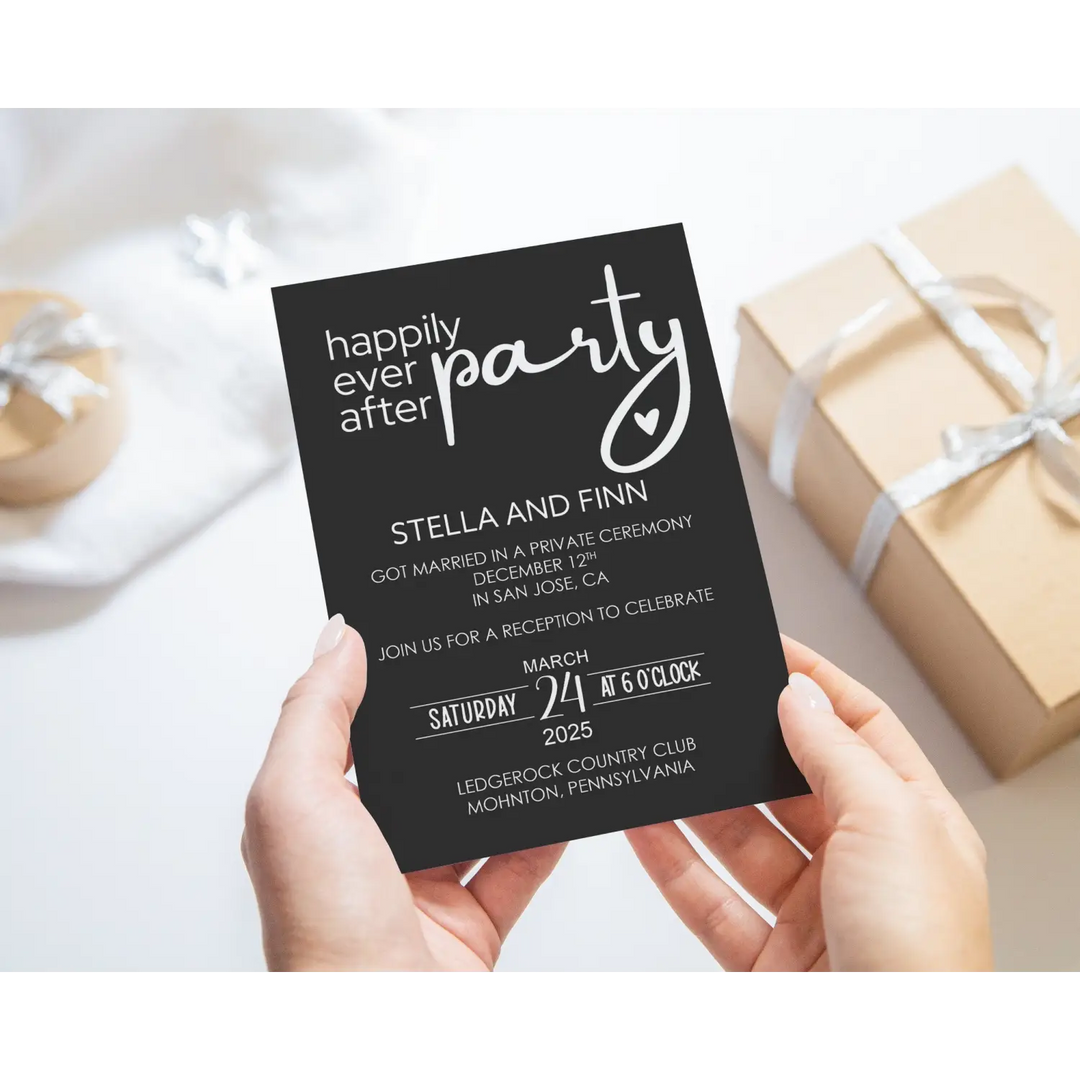 Modern Wedding Reception Invitations Personalized Black and White - Paper Clever Party