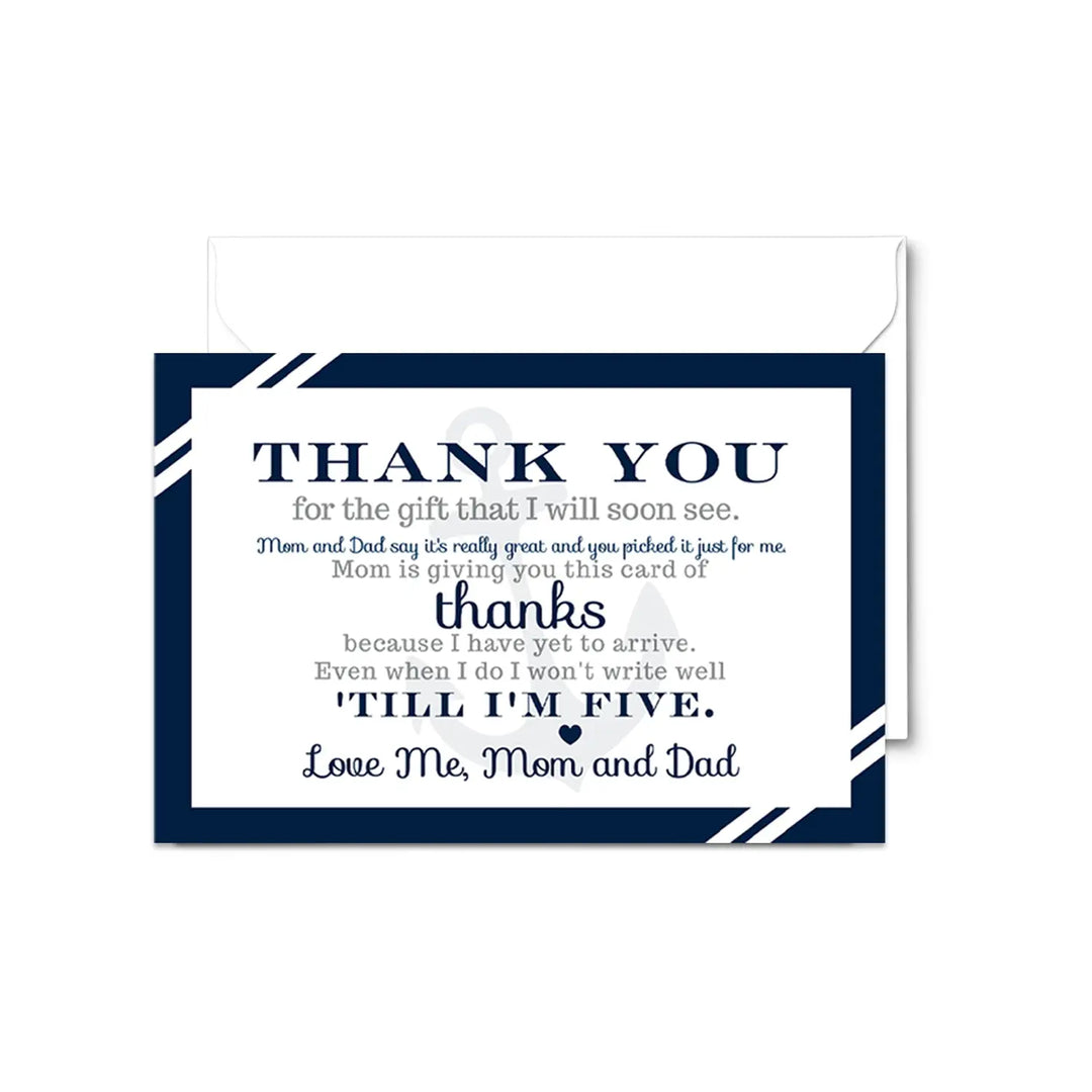 Nautical baby shower thank you cards for boys – notecards with envelopes (pack of 25) - office product
