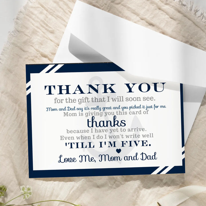 Nautical Baby Shower Thank You Cards for Boys – Notecards with Envelopes (Pack of 25) - Paper Clever Party