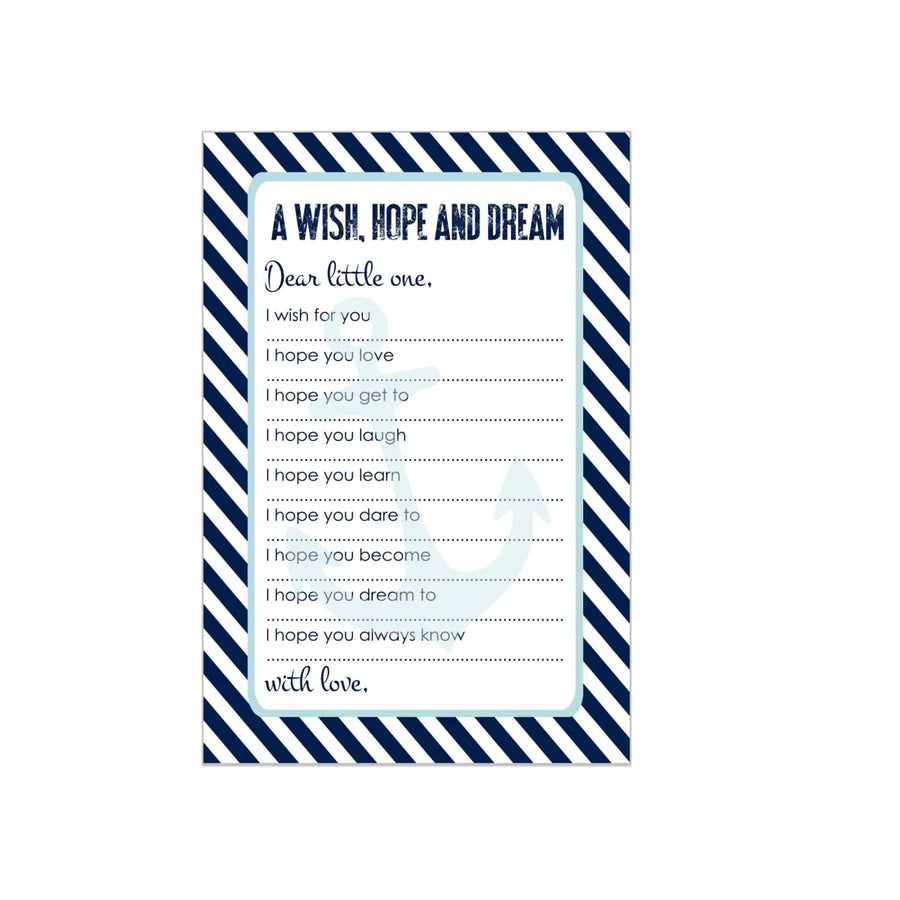 Nautical Boy Baby Shower Advice Cards - 20-Pack Keepsake Wishes, 4x6 Memory Activity Set - Paper Clever Party