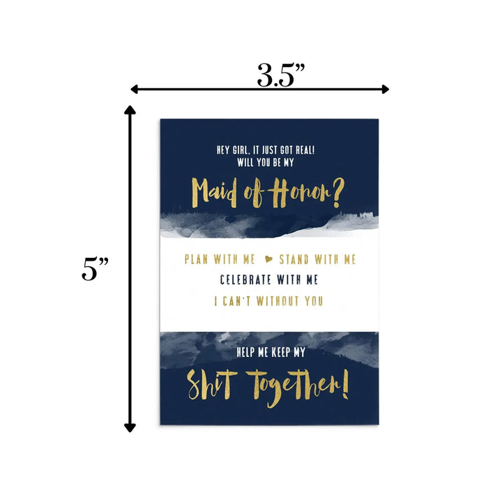 Navy and Blush Bridesmaid Invitation Cards (6-Pack) - Paper Clever Party