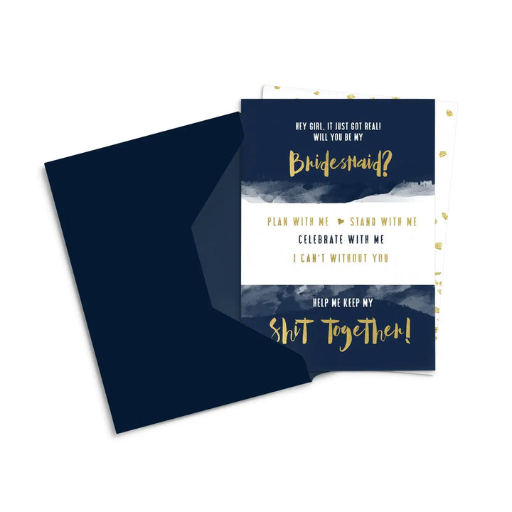 Navy and Blush Bridesmaid Invitation Cards (6-Pack) - Paper Clever Party