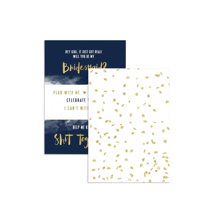 Navy and Blush Bridesmaid Invitation Cards (6-Pack) - Paper Clever Party