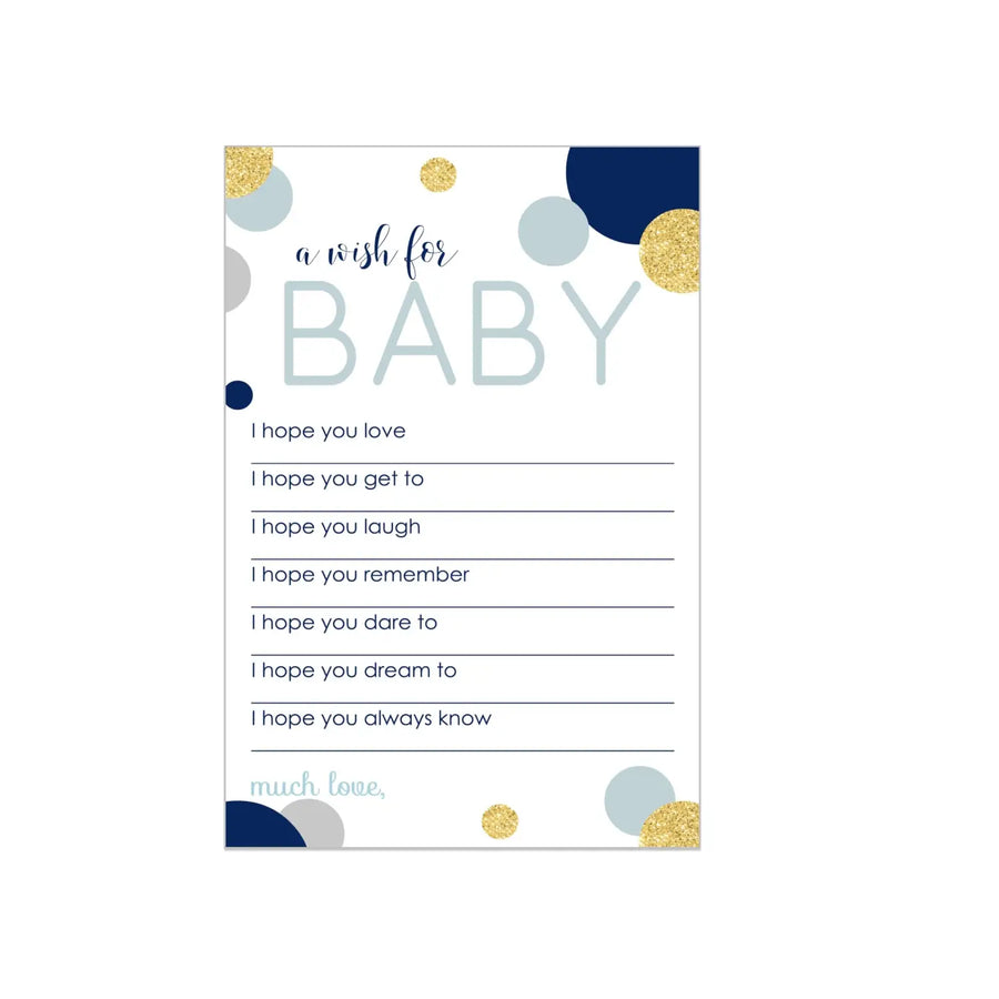 Navy & Gold Boy Baby Shower Advice Cards - 20-Pack Keepsake Wishes, 4x6 Memory Activity Set - Paper Clever Party