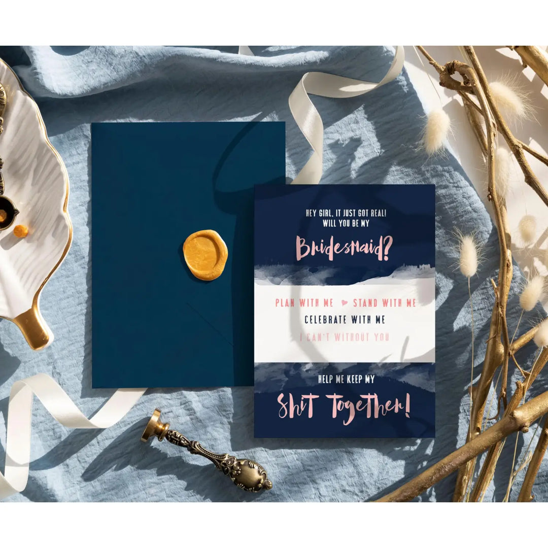 Navy and Gold Bridesmaid Cards Set (6-Pack) - Paper Clever Party