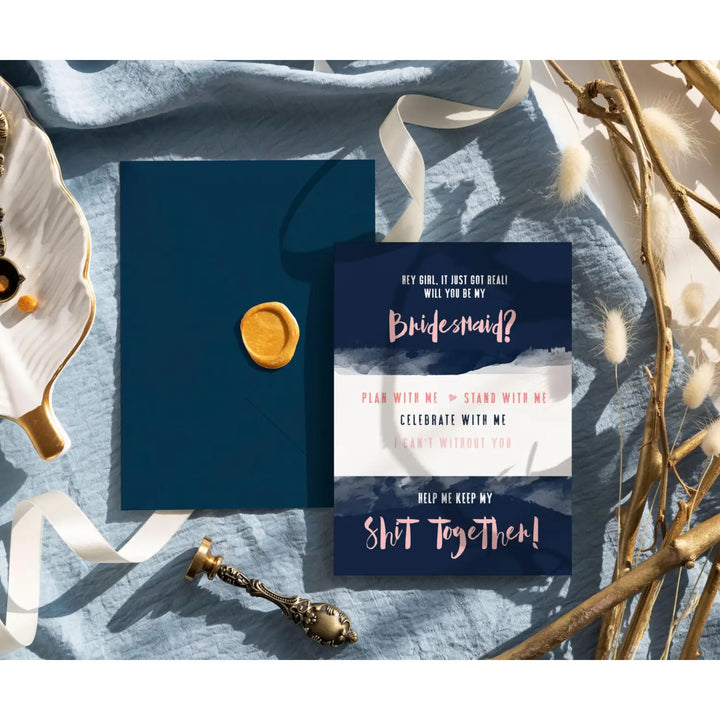 Navy and Gold Bridesmaid Cards Set (6-Pack) - Paper Clever Party