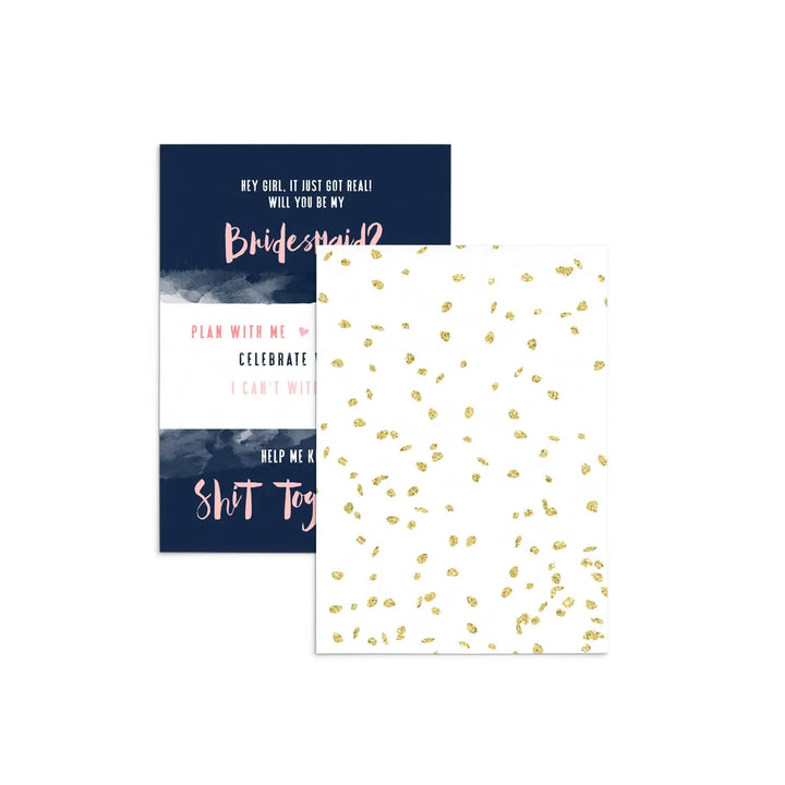 Navy and Gold Bridesmaid Cards Set (6-Pack) - Paper Clever Party