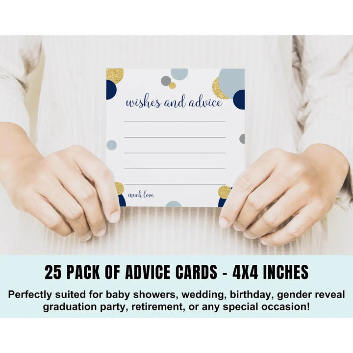 Navy & Gold Royal Prince Advice Cards - Paper Clever Party