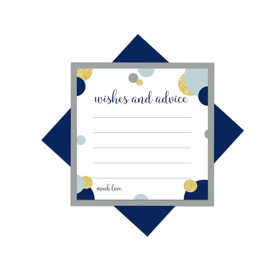 Navy & Gold Royal Prince Advice Cards - Paper Clever Party