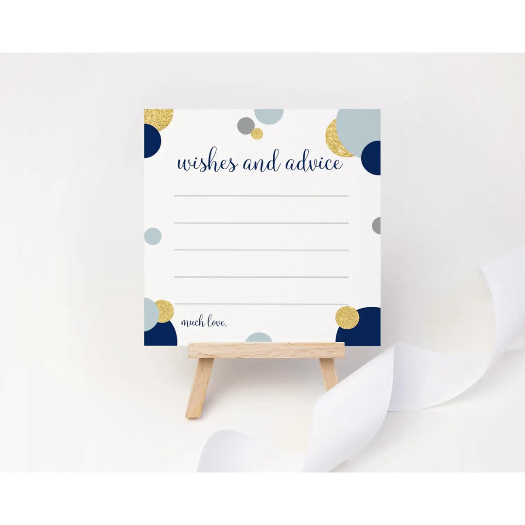 Navy & Gold Royal Prince Advice Cards - Paper Clever Party