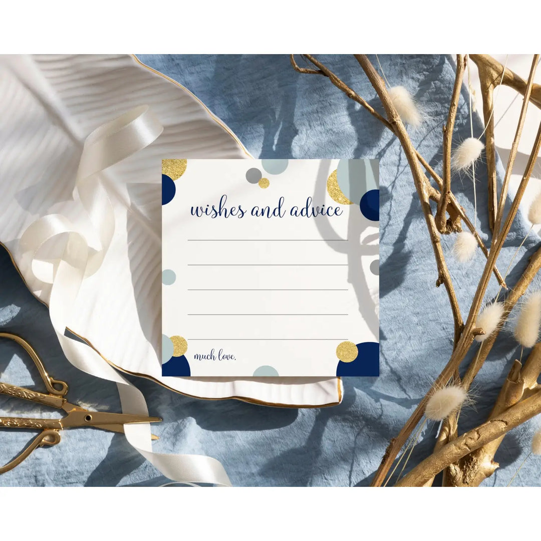 Navy & Gold Royal Prince Advice Cards - Paper Clever Party