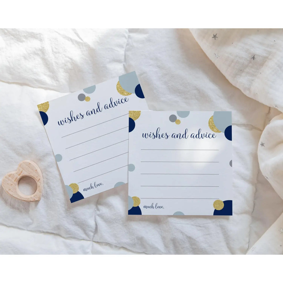 Navy & Gold Royal Prince Advice Cards - Paper Clever Party