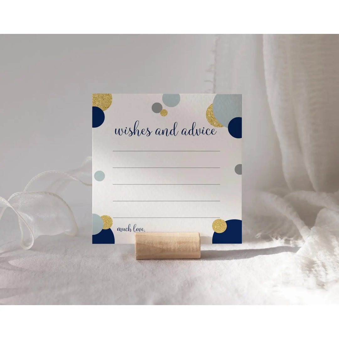 Navy & Gold Royal Prince Advice Cards - Paper Clever Party