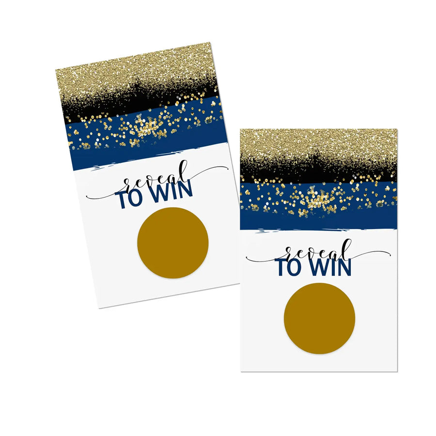 Navy & Gold Scratch Off Game Cards (28 Pack) - Elegant Entertainment for Special Events - Paper Clever Party