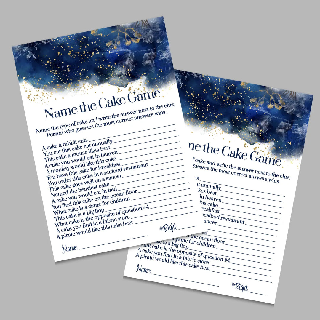Navy watercolor bridal shower game bundle instant download gold floral printable diy fun activities for weddings pdf