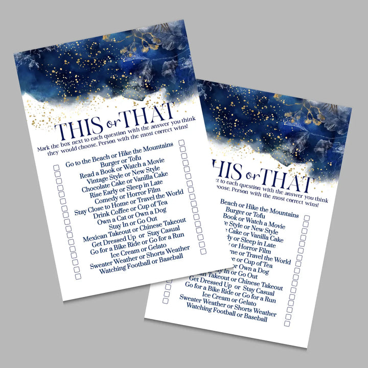 Navy watercolor bridal shower game bundle instant download gold floral printable diy fun activities for weddings pdf