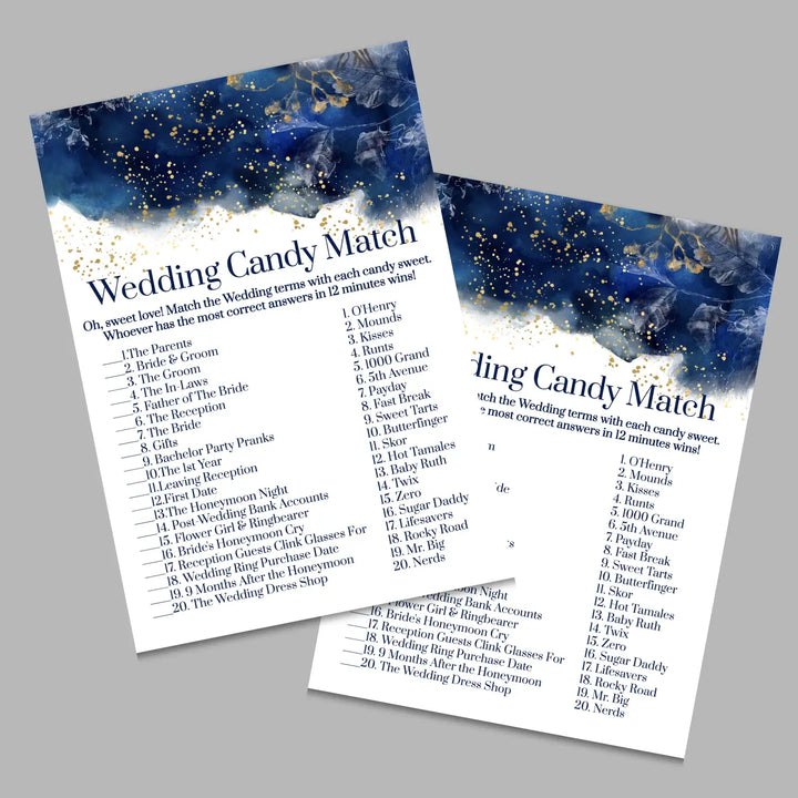 Navy watercolor bridal shower game bundle instant download gold floral printable diy fun activities for weddings pdf