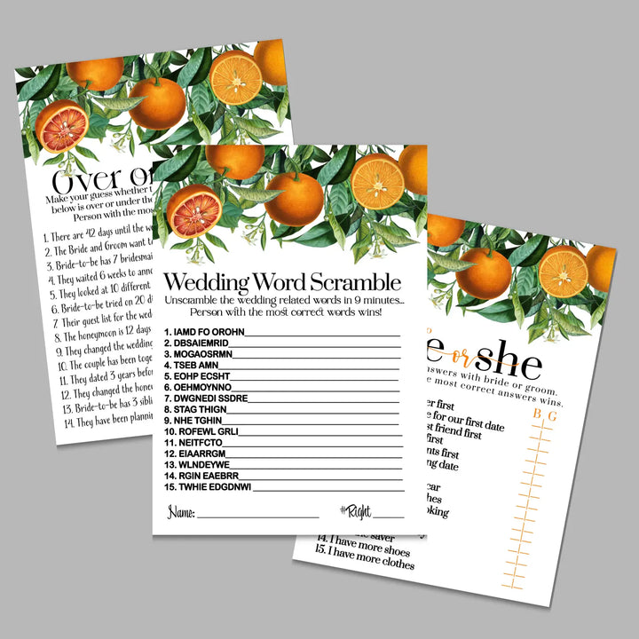 Orange crush bridal shower game instant download printable wedding games fun for guests easy to use pdf - party