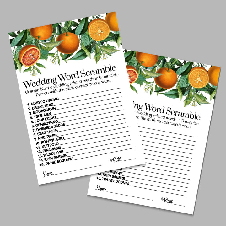 Orange crush bridal shower game instant download printable wedding games fun for guests easy to use pdf - party