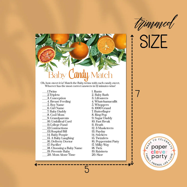 Orange cutie baby shower games bundle – instant download printable activities coed celebration fun digital game diy