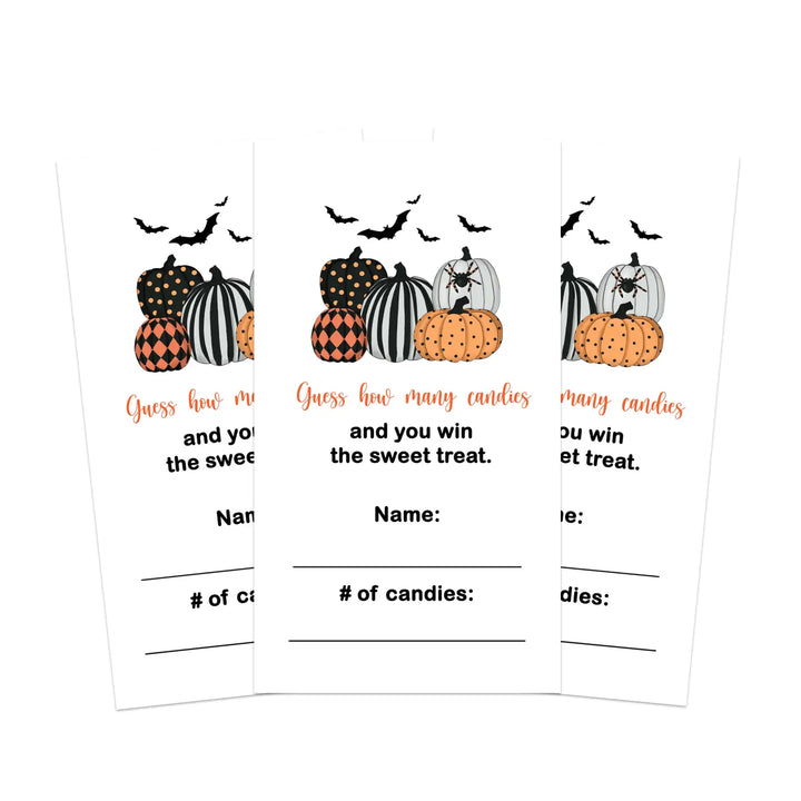 Paper Clever Party Bewitched Halloween Party Game Pack of 25 Guess How Many Candies - Baby Shower Activity - Kids Groups Adults Guessing Cards - Paper Clever Party