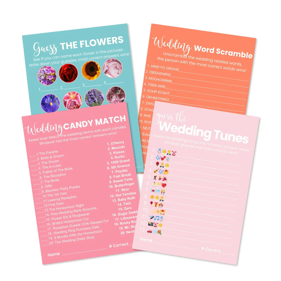 Paper clever party signature bridal shower game bundle - instant download of 4 fun wedding games for unique