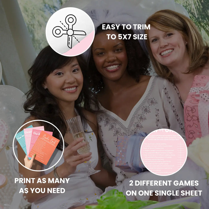 Paper clever party signature bridal shower game bundle - instant download of 4 fun wedding games for unique