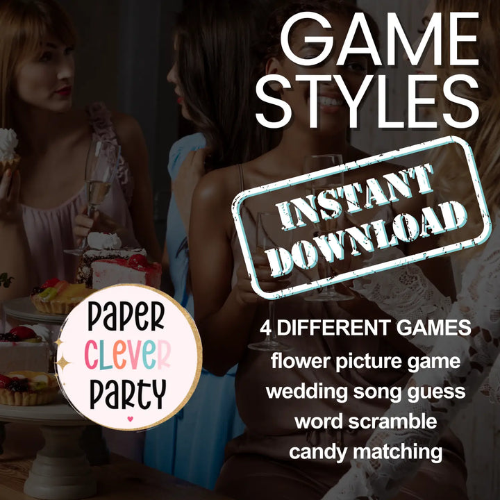 Paper clever party signature bridal shower game bundle - instant download of 4 fun wedding games for unique
