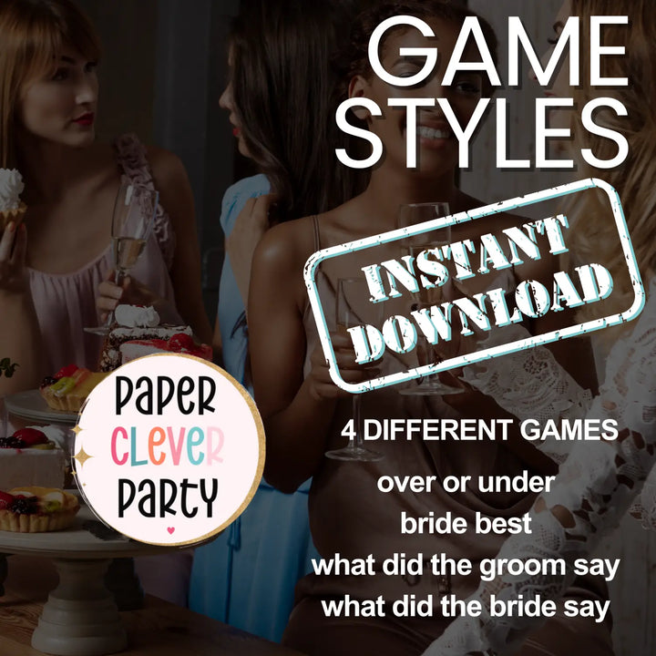 Paper clever party signature colors bridal shower game bundle - instant download of 4 fun wedding games for unique