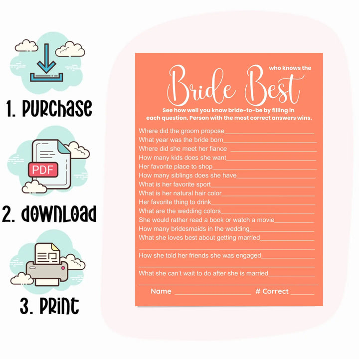 Paper clever party signature colors bridal shower game bundle - instant download of 4 fun wedding games for unique