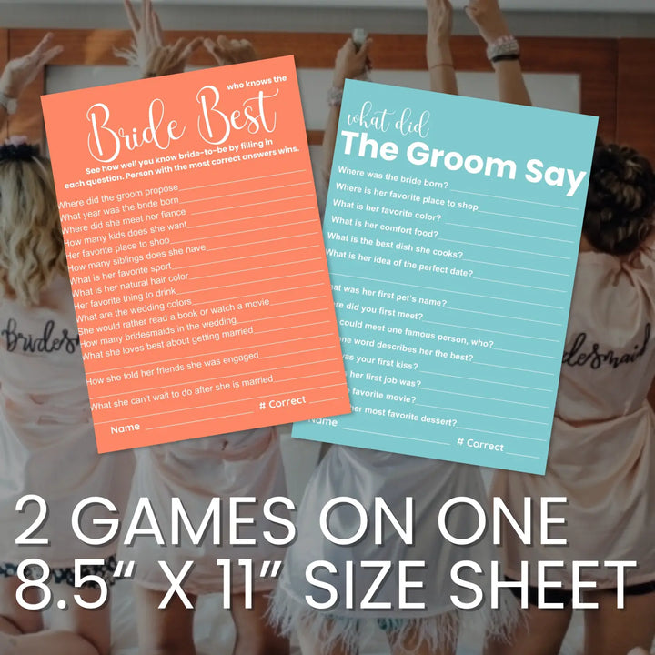 Paper clever party signature colors bridal shower game bundle - instant download of 4 fun wedding games for unique