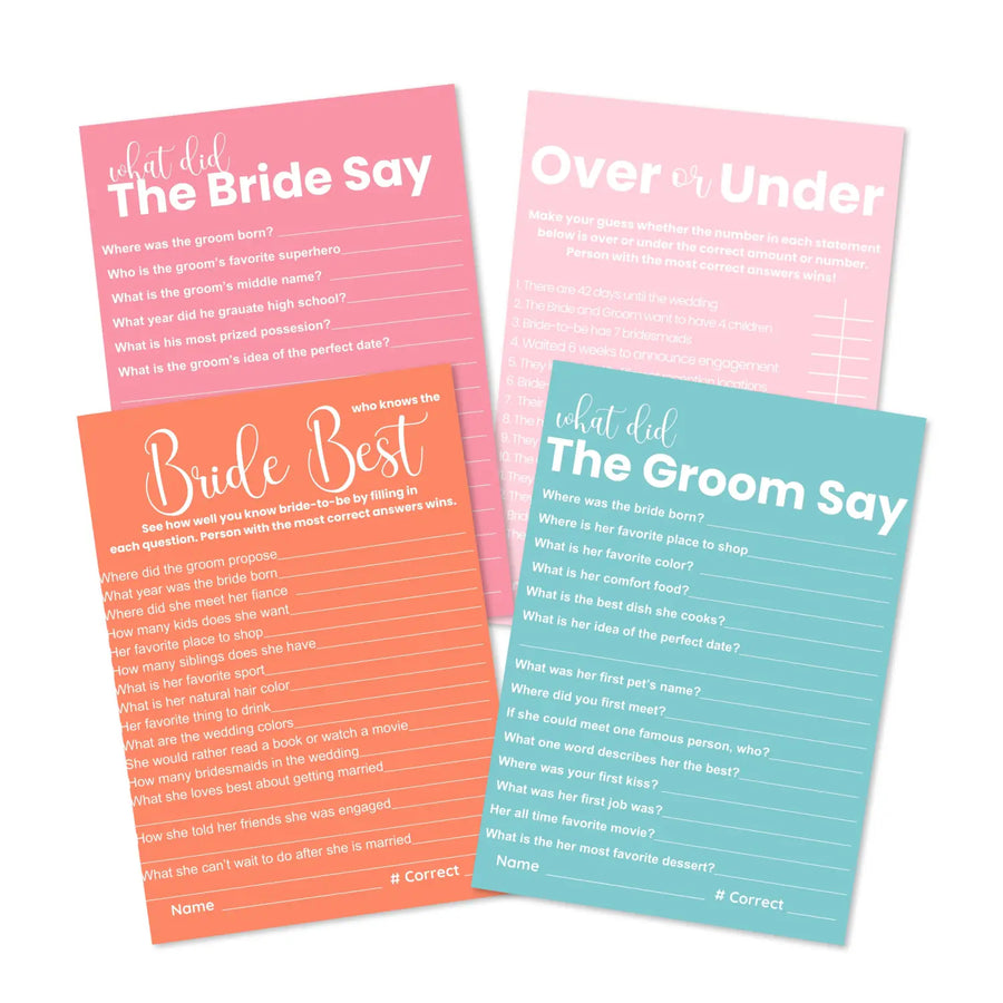 Paper clever party signature colors bridal shower game bundle - instant download of 4 fun wedding games for unique